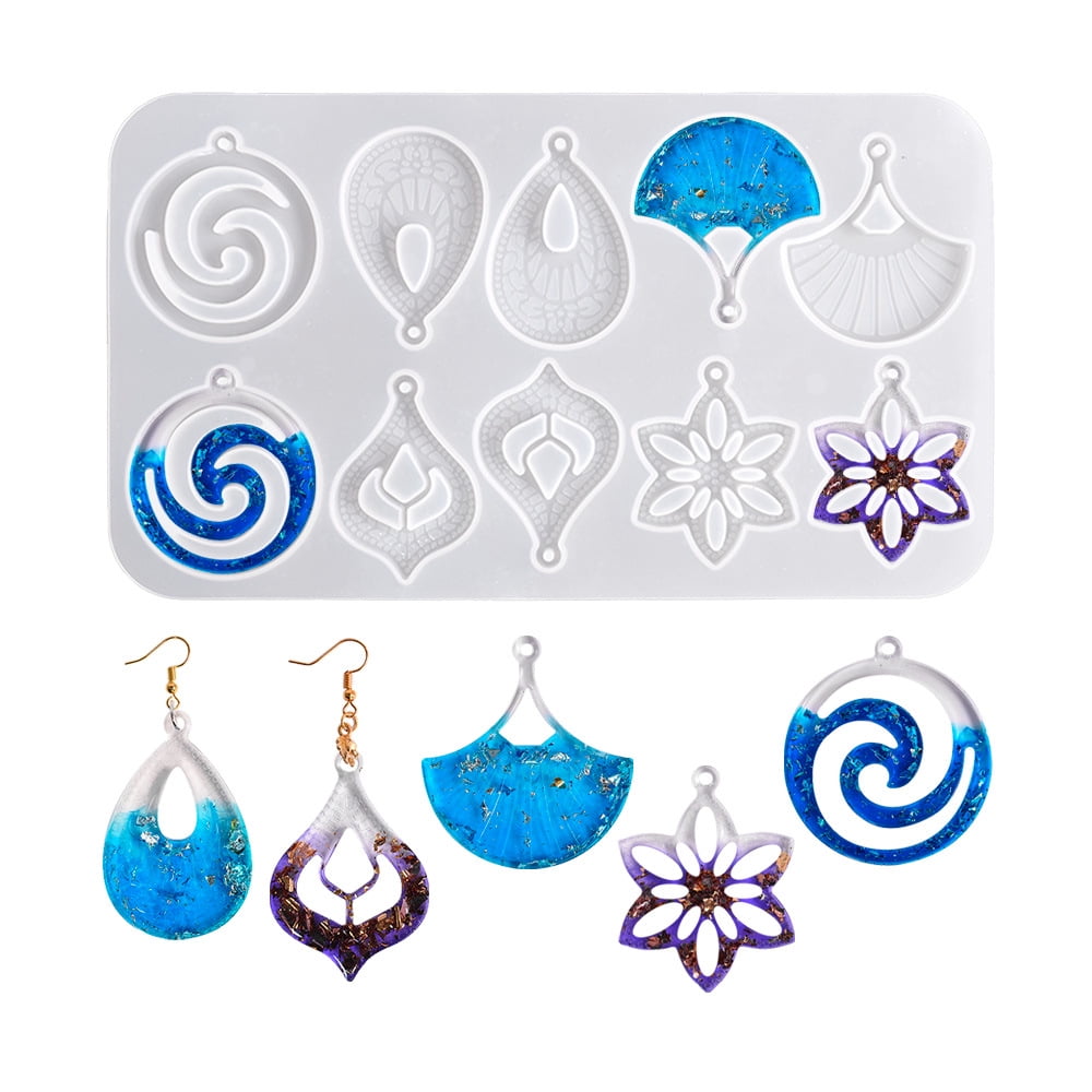 1PC earring silicone mold, various shapes of handmade pendant molds, jewelry necklace earring resin molds, DIY crafts crystal molds, suitable for necklace pendant jewelry making supplies