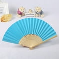 1Pc Fan Dark Blue Solid Fan Folding Folding Party Wedding Hand Dance