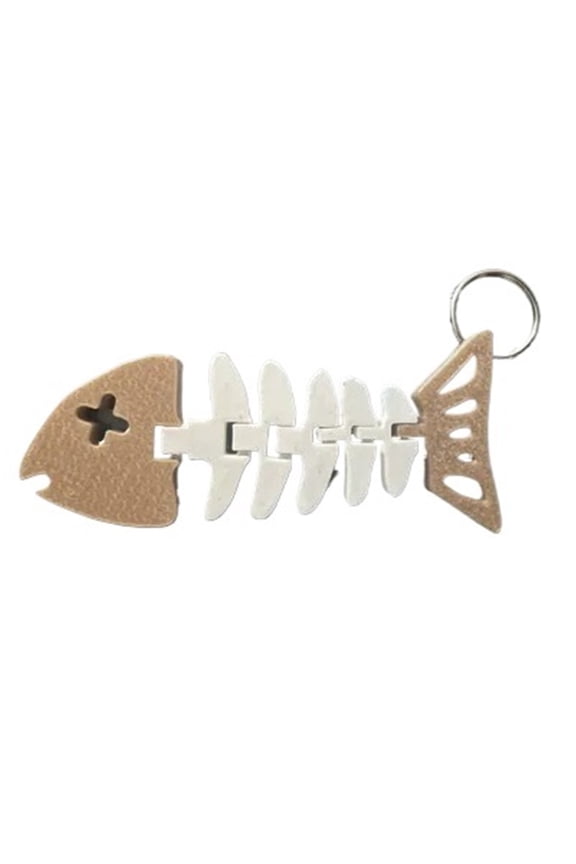 1PC flexible fish bone key chain 3D printed ornament