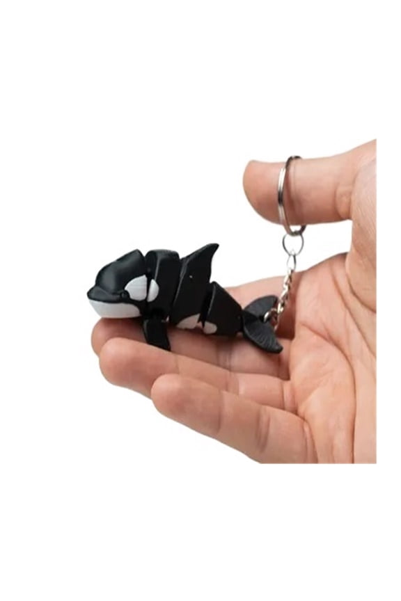 1PC mini movable killer whale animal - 3D printed with movable joints and keychain