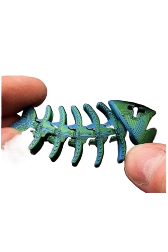 1PC movable fish bone key chain 3D printed ornament