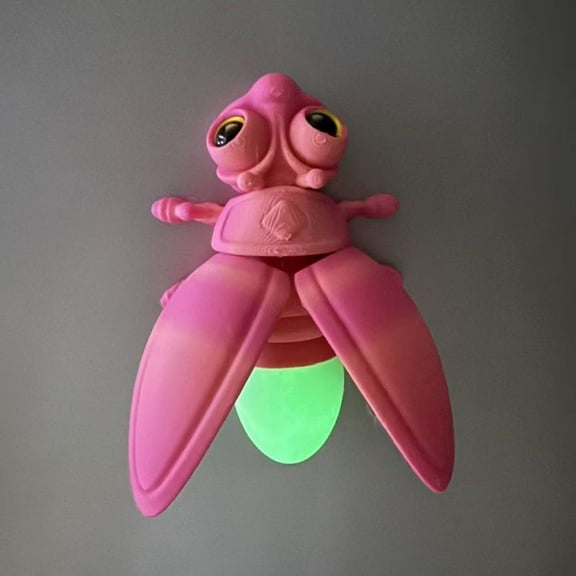 1PC pink 10cm 3D printed firefly glow-in-the-dark tail magnetic refrigerator magnet model, realistic animal ornament