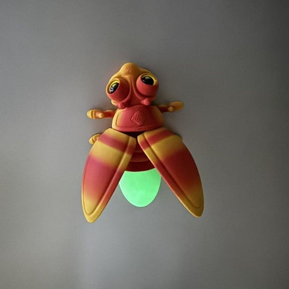 1PC red gold 10cm 3D printed firefly glow-in-the-dark tail magnetic refrigerator magnet model, realistic animal ornament
