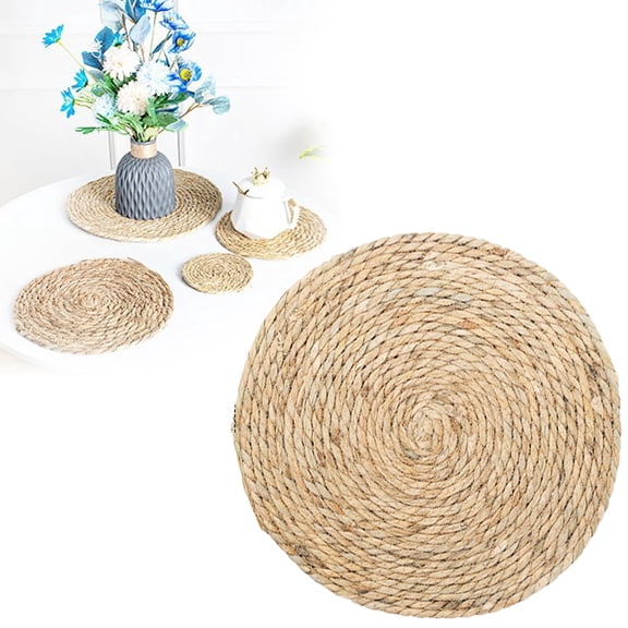 1PCS 12 In Round Woven Placemats Plate, Boho Farmhouse Rustic Woven Place Mats for Kitchen Dining Party Table Decor, Rattan Wicker Table Mats Jute Braided Chargers for Dinner Plates