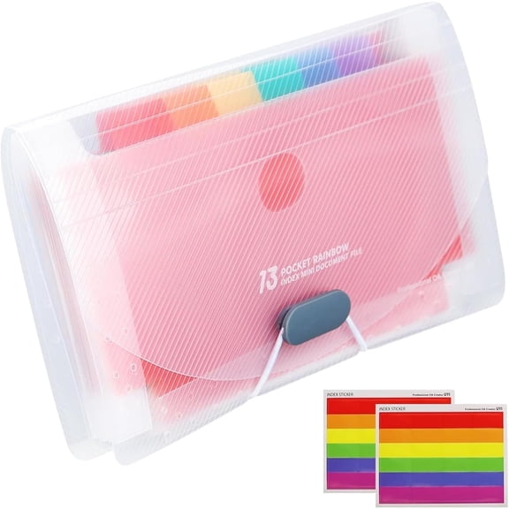1PCS 13 Pockets A6 Flashcard Organiser with Colourful Labels Expanding File Folder for Cards Ideal for Studying, Office, and Home Use