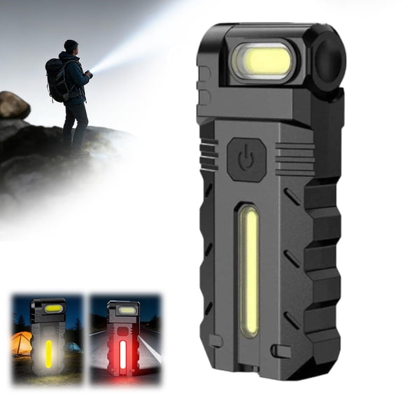 1PCS 180 Rotating Head LED Work Light with MagneticBase, USB-C Rechargeable, DualLight Source COB & Spotlight, ClipOn Portable Flashlight for Auto Repairing, Camping