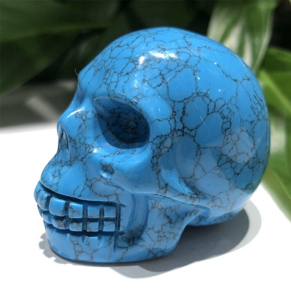 1PCS 2" Natural Turquoise Stone Quartz Crystal Skull Carved Skull Reiki Healing
