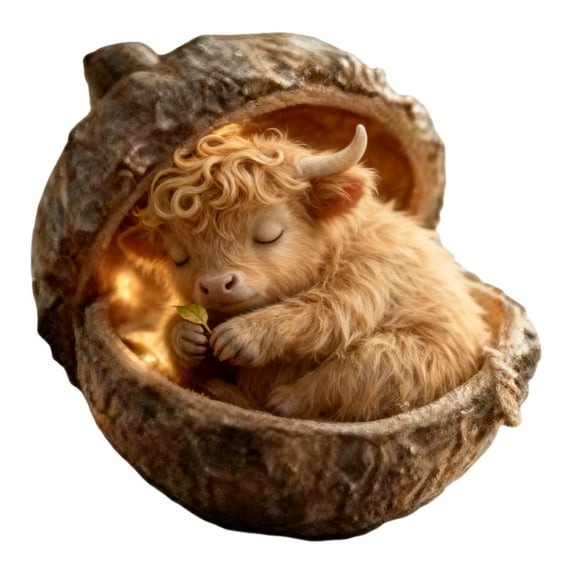 1PCS 2026 Highland Cow Acorn Ornaments, 2D Flat Acrylic Cartoon Cow Hanging Decor, Cute Animal Christmas Tree Ornaments for Holiday Home Party Decorations-A