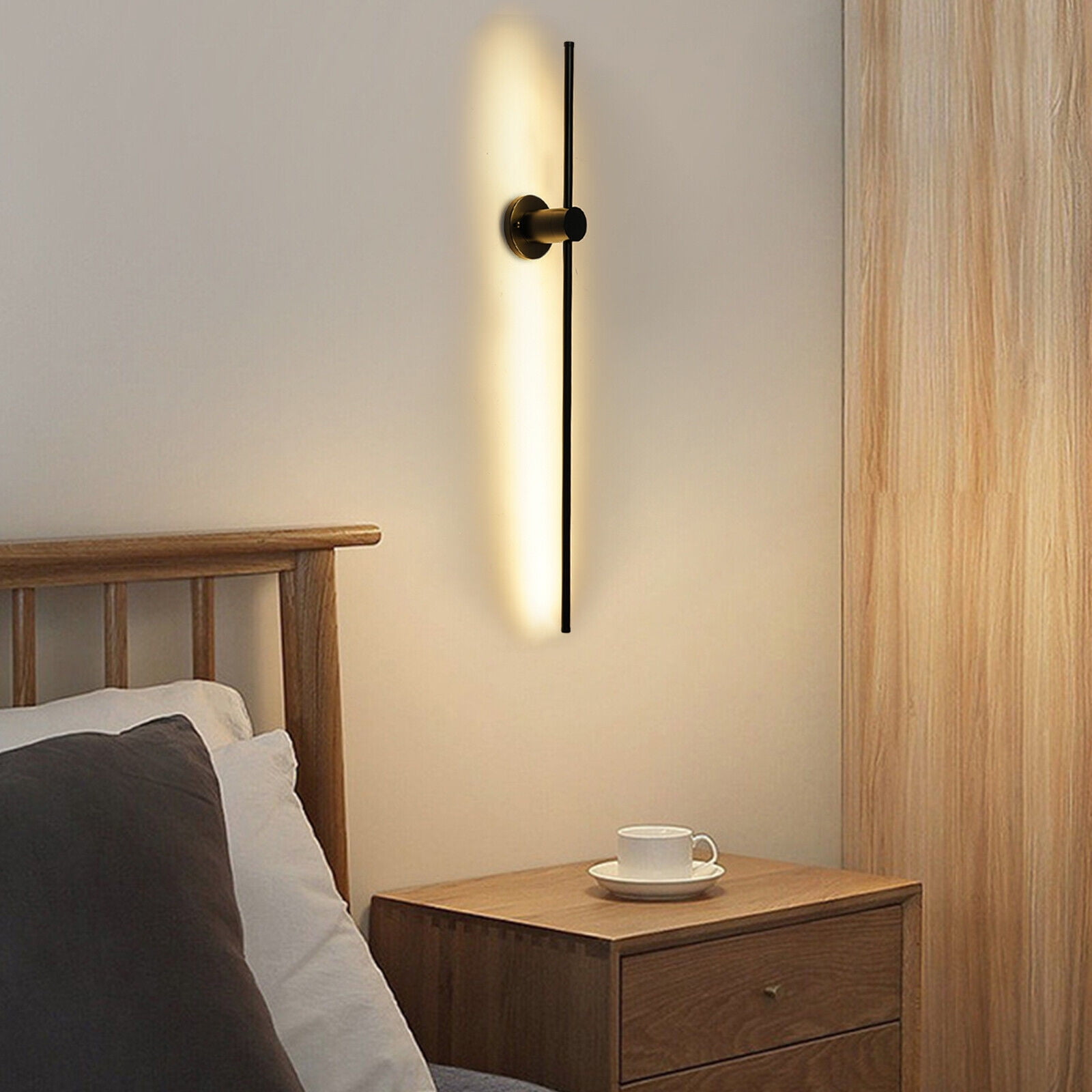 1PCS 20W Modern LED Wall Sconce Lighting, Bathroom Sconces Black Wall Lamp Led Linear Wall Light 1M Long Strip Wall Lamp for Bedroom Living Room Hotel 3000K