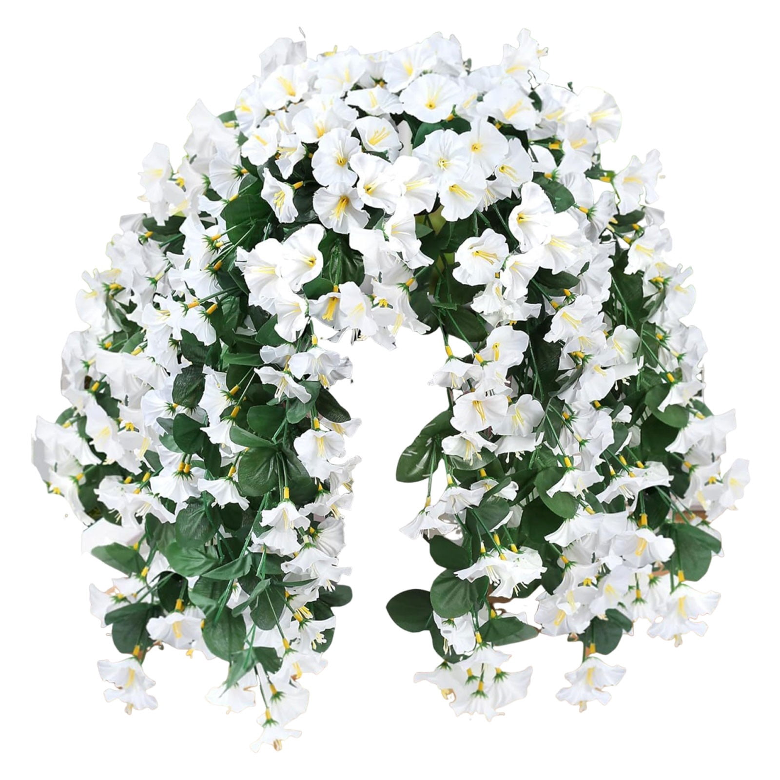 1PCS 23 Inch Artificial Hanging Morning Glory Flowers for Porch Patio Balcony Spring Summer Outdoor Decor, Faux Trailing Vines Fake Hanging Floral Plants,UV Resistant Realistic Fade Proof,A-style