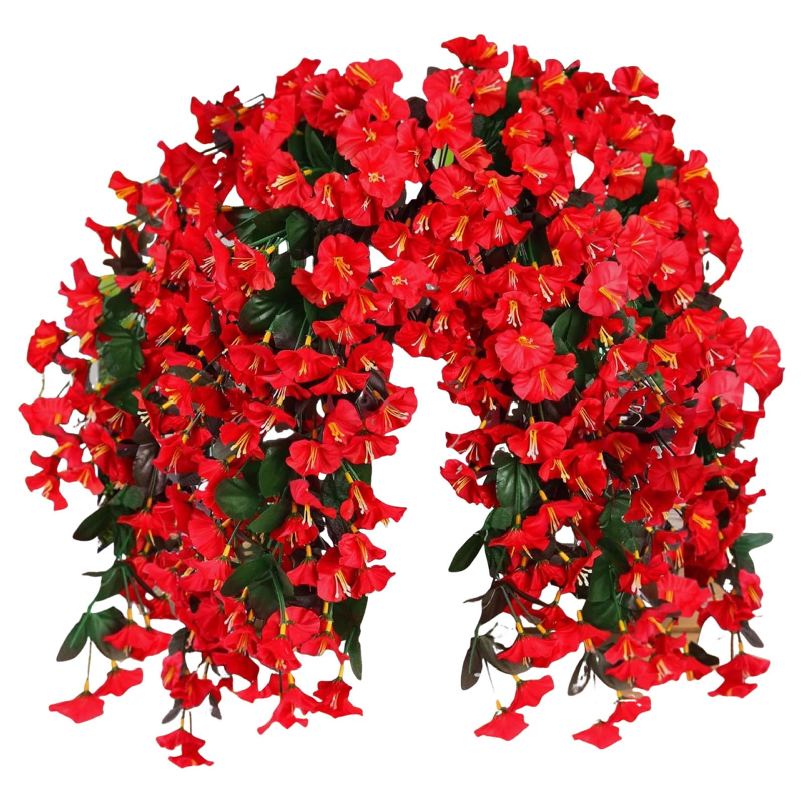 1PCS 23 Inch Artificial Hanging Morning Glory Flowers for Porch Patio Balcony Spring Summer Outdoor Decor, Faux Trailing Vines Fake Hanging Floral Plants,UV Resistant Realistic Fade Proof,B-style
