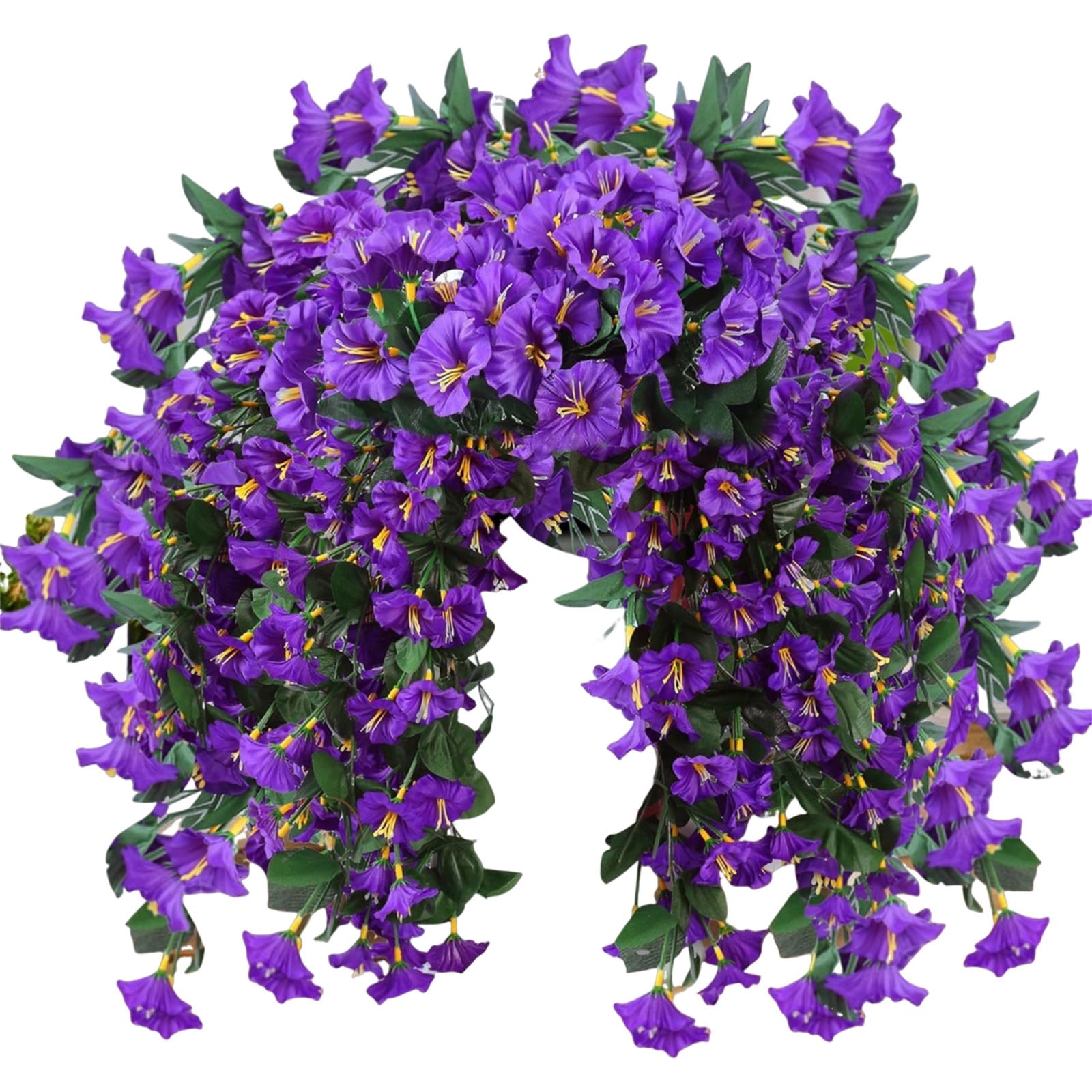 1PCS 23 Inch Artificial Hanging Morning Glory Flowers for Porch Patio Balcony Spring Summer Outdoor Decor, Faux Trailing Vines Fake Hanging Floral Plants,UV Resistant Realistic Fade Proof,D-style