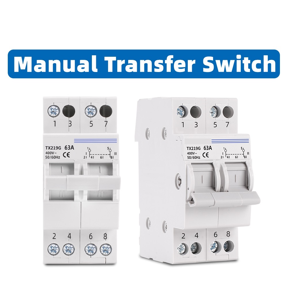 1PCS 2P 40A 63A  Dual Power Manual Transfer Isolating Switch Interlock Circuit   Breaker 230V 400V Modular Changeover Switch