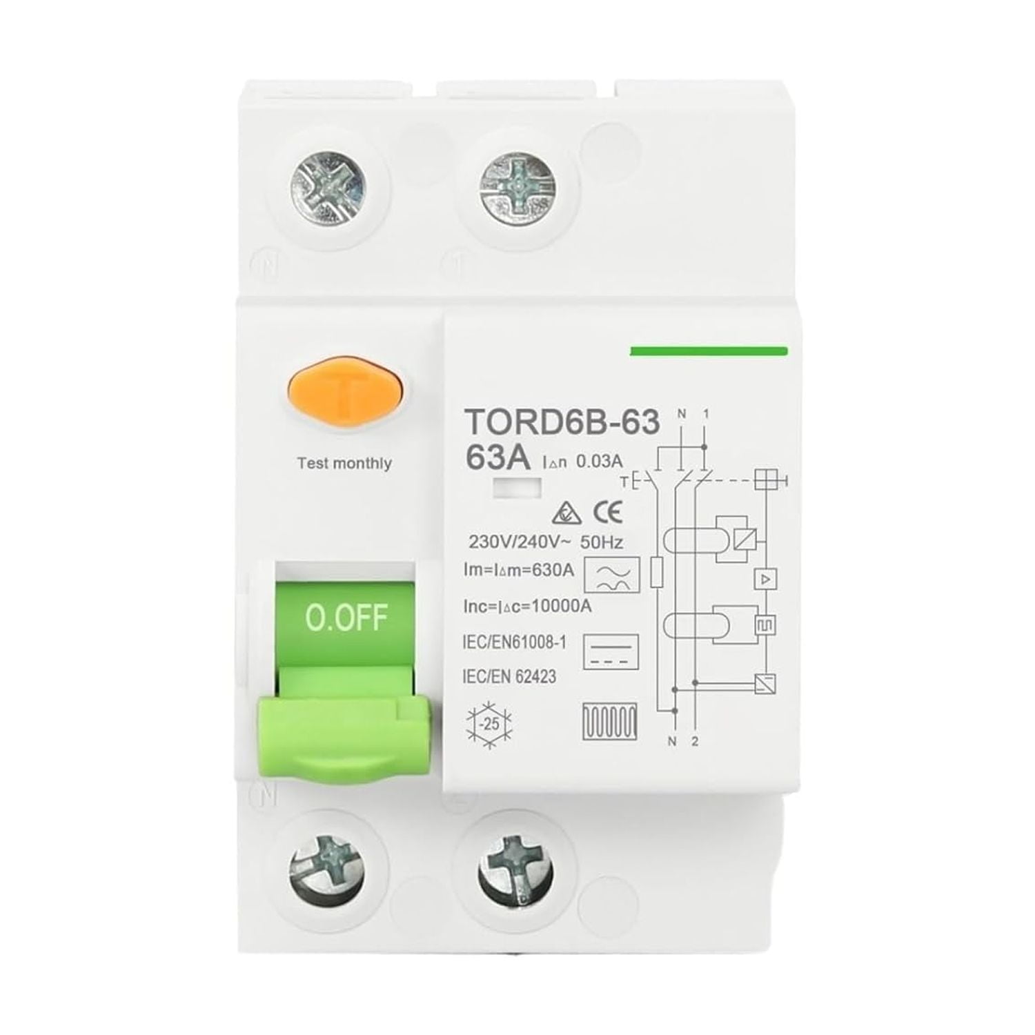 1PCS 2P 4P 63 Amp Type B 10KA RCCB DC RCD 230V 400V 30mA Residual ...