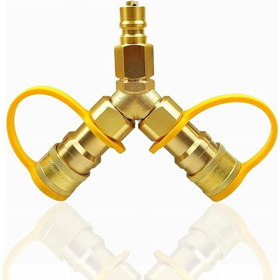 1PCS 3/8'' Y Splitter Natural Gas Propane Quick Connect Splitter,Suitable for Weber Natural Gas Grill. Portable Power Generator,Patio Heater,Pizza Oven, Outdoor Firepit