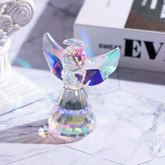 WYZCTTD 1PCS 3inch Crystal Guardian Angel Figurine Decor Glass Angel Statue Ornaments Art，Home Decor (Dazzling Color)