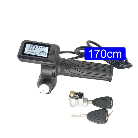 1PCS 48V E-Bike Throttle Handle Grip and LCD Display 170cm Cable with 2 Keys