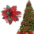 thumbnail image 1 of 1PCS 5.7” Pink Glitter Poinsettia – Artificial Christmas Flower for Tree, Wreath, Garland, DIY Holiday Décor, 1 of 9