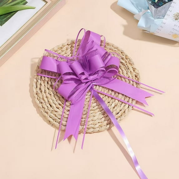 1PCS 6 Inch Large Pull Bow,Bow for Gift Wrapping,Party Gift Wedding Ribbon Bows for Wrapping Boxes or Flower Decorations,Perfect for Christmas Valentine's Day Decoration Bow,Purple