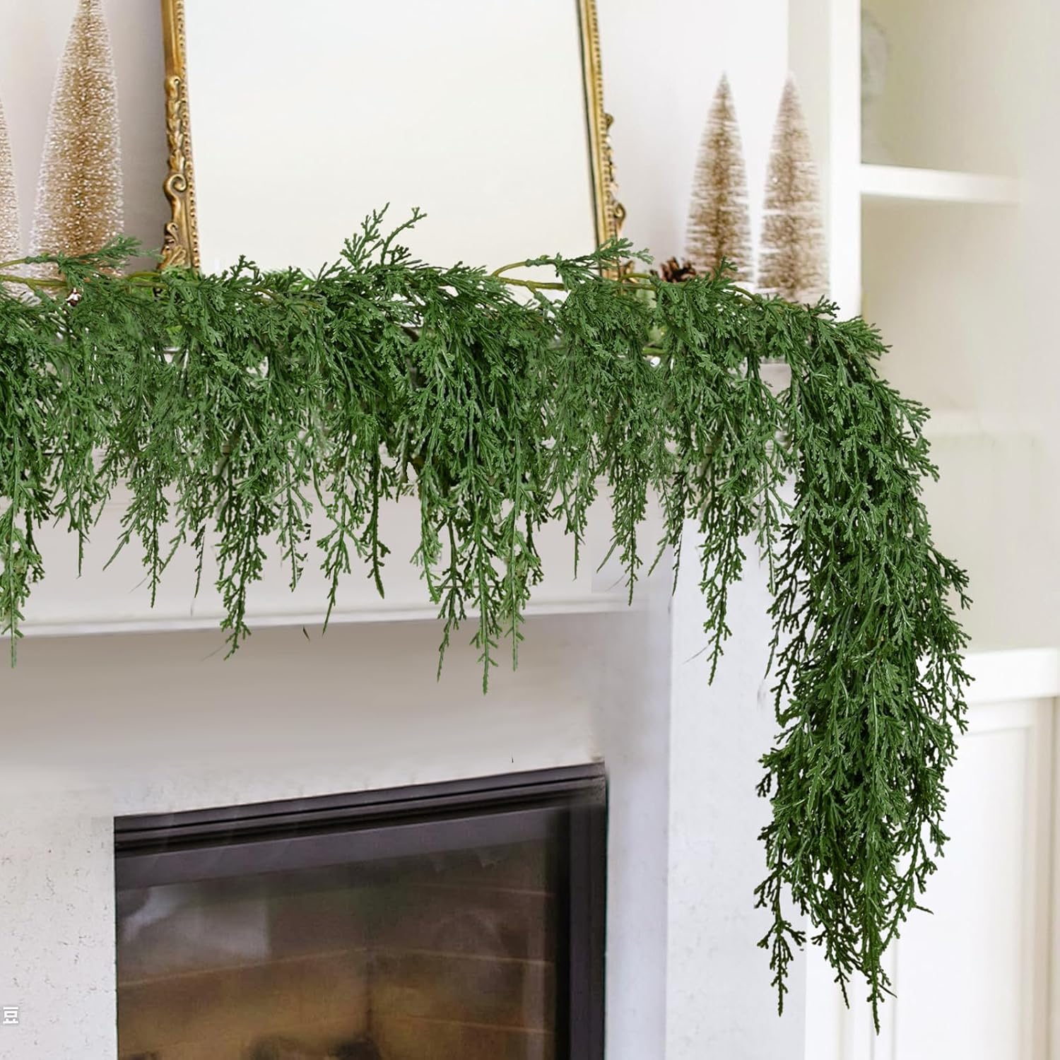 1PCS 6FT Pre-lit Christmas Cedar Garland with 60 Lights, Full 160 Pine ...