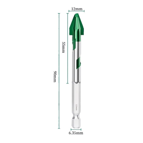 1PCS 90mm Cemented Carbide Cross Hex Drill Bits Drilling For Glass Wood Metal Tiles 6/8/10/12mm Power Tool Accessories