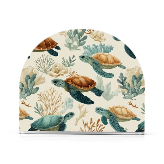 1PCS Acrylic Napkin Holder Holds 50-60 Napkins for Tables Kitchen Decorative Paper Tissue Organization Adorable Turtles Pattern