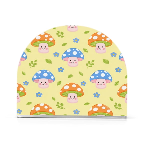 1PCS Acrylic Napkin Holder Holds 50-60 Napkins for Tables Kitchen Decorative Paper Tissue Organization Anthropomorphic Mushroom Pattern