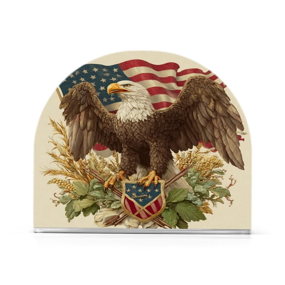 1PCS Acrylic Napkin Holder Holds 50-60 Napkins for Tables Kitchen Decorative Paper Tissue Organization Bald Eagle Motif