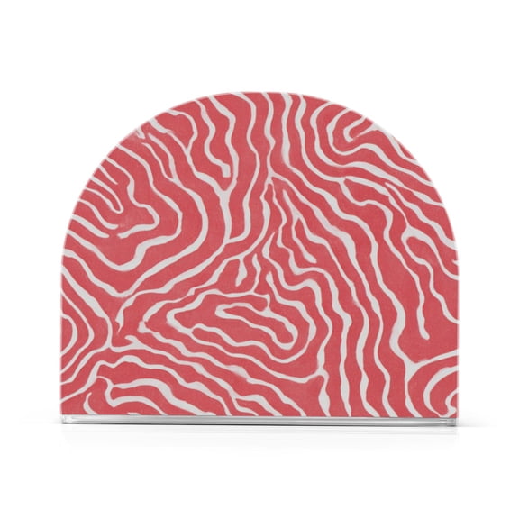 1PCS Acrylic Napkin Holder Holds 50-60 Napkins for Tables Kitchen Decorative Paper Tissue Organization Coral Pink Wave Pattern