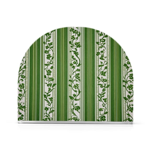 1PCS Acrylic Napkin Holder Holds 50-60 Napkins for Tables Kitchen Decorative Paper Tissue Organization Green Vertical Stripes