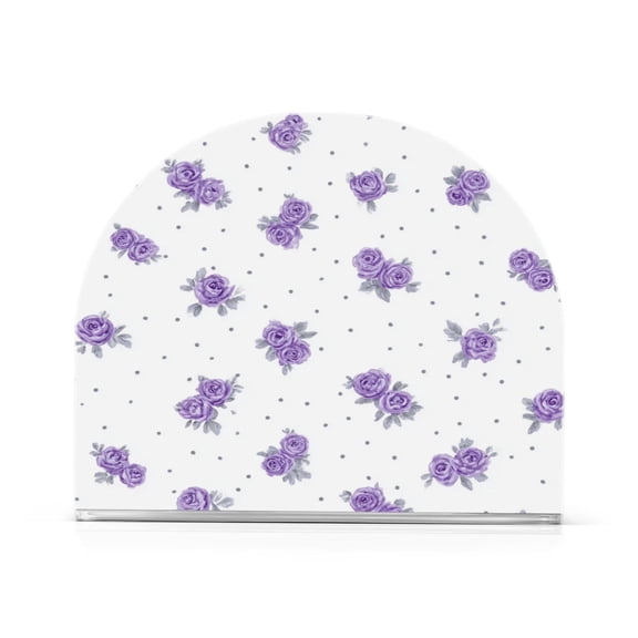1PCS Acrylic Napkin Holder Holds 50-60 Napkins for Tables Kitchen Decorative Paper Tissue Organization Lavender Roses Pattern