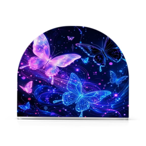 1PCS Acrylic Napkin Holder Holds 50-60 Napkins for Tables Kitchen Decorative Paper Tissue Organization Neon Glowing Butterfly