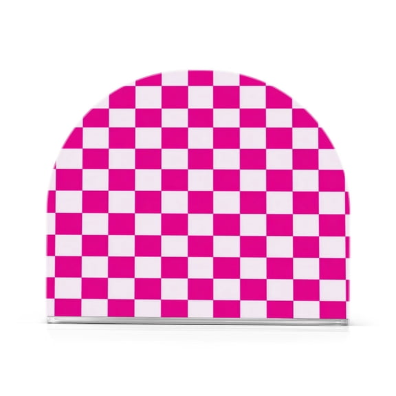 1PCS Acrylic Napkin Holder Holds 50-60 Napkins for Tables Kitchen Decorative Paper Tissue Organization Pink and White Checkered