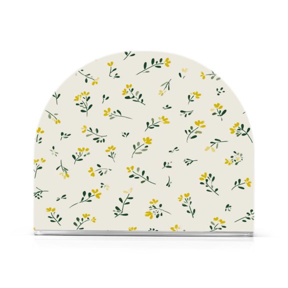 1PCS Acrylic Napkin Holder Holds 50-60 Napkins for Tables Kitchen Decorative Paper Tissue Organization Small Yellow Flowers Pattern