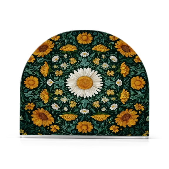 1PCS Acrylic Napkin Holder Holds 50-60 Napkins for Tables Kitchen Decorative Paper Tissue Organization Symmetrical Plant-themed Patterns