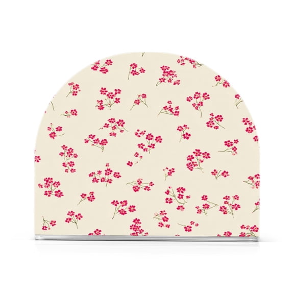 1PCS Acrylic Napkin Holder Holds 50-60 Napkins for Tables Kitchen Decorative Paper Tissue Organization Tiny Red Floral Pattern