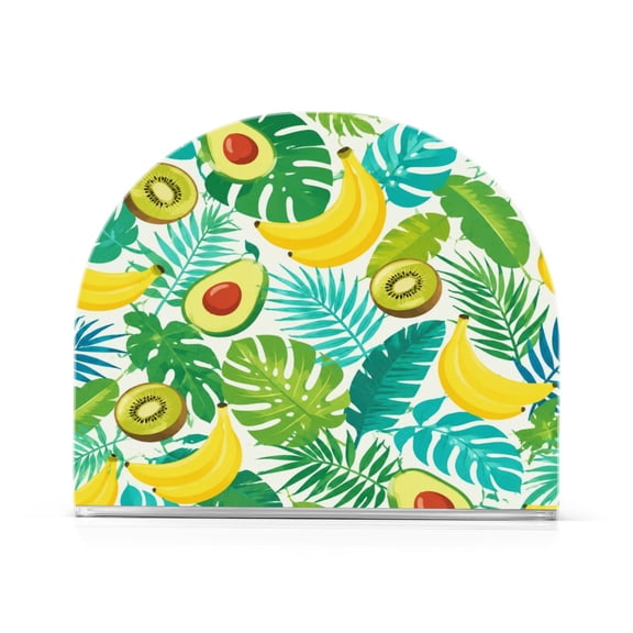 1PCS Acrylic Napkin Holder Holds 50-60 Napkins for Tables Kitchen Decorative Paper Tissue Organization Tropical Fruit Pattern