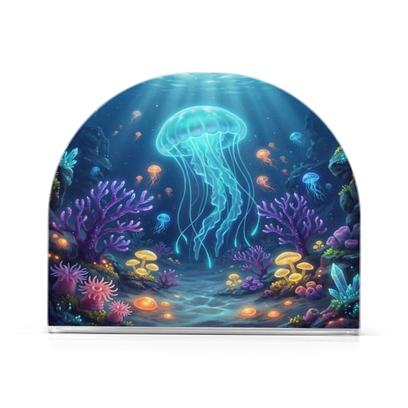 1PCS Acrylic Napkin Holder Holds 50-60 Napkins for Tables Kitchen Decorative Paper Tissue Organization Underwater Fantasy Scene