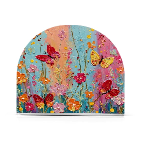 1PCS Acrylic Napkin Holder Holds 50-60 Napkins for Tables Kitchen Decorative Paper Tissue Organization Vibrant Garden Scene