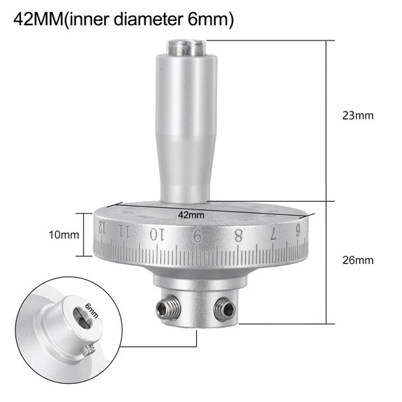 1PCS Aluminum Alloy Lathe Hand Wheel Slide Handwheel Scale Hand Wheel 42mm Wheel