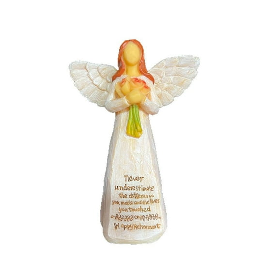 1PCS Angel Statue, Resin Angel Statue for Thanksgiving Christmas Home Decor Ornament Memorial GiftsAngel With Bouquet