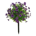 thumbnail image 1 of 1PCS Artificial Ball Trees Outdoor with Ground Spike, Violet UV Resistant Faux Shrubs Fake Potted Plants Bushes for Porch Garden, 13.7*21in, 1PCS, 1 of 5