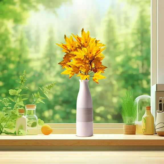 1PCS Artificial Maple Leaves Branches, Fall Faux Maple Leaf Stems for Vase, Autumn Decorations for Home, Thanksgiving, Halloween, Wedding Centerpiece Decor