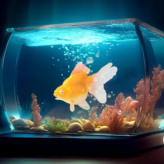 1PCS ArtificialFish Aquarium Decortion Floating Moving Goldfish Ornament Decorations for AquariumTank Cute Floating Goldfish Decor for Aquascaping, HomeOffice Aquarium Display