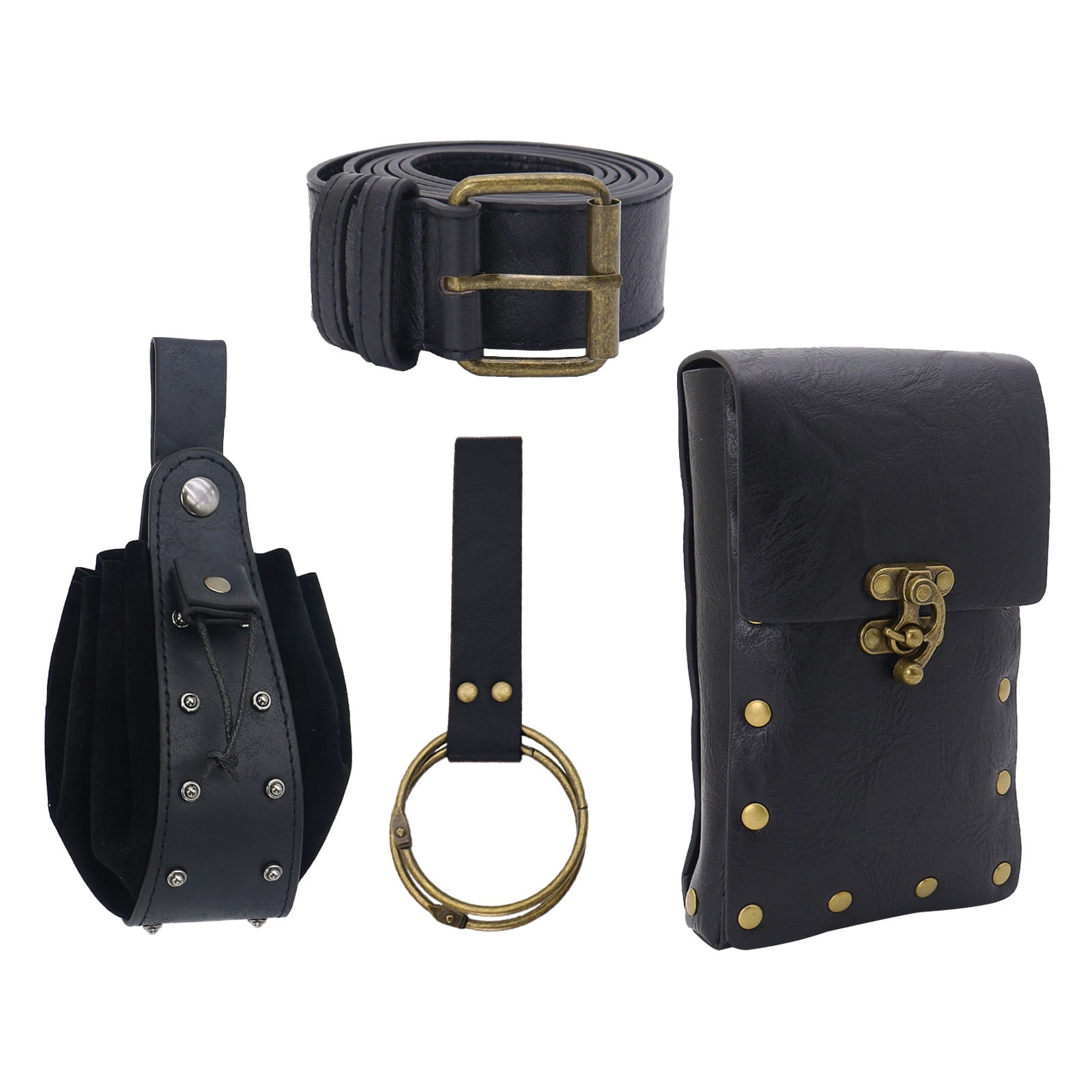 Middeleeuwse heuptas met ring, steampunk leren