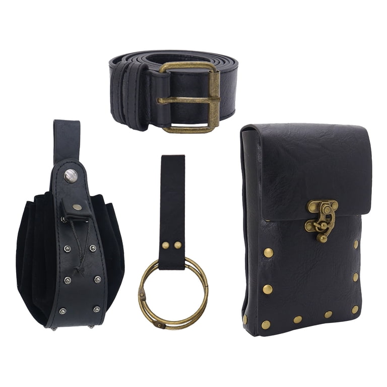 Faux Leather Steampunk Belt Pouch Waist Bag Medieval Cosplay Costume Accessory Amazon.com | Medieval Viking Belt Leather Belt Pouch  main image 3
