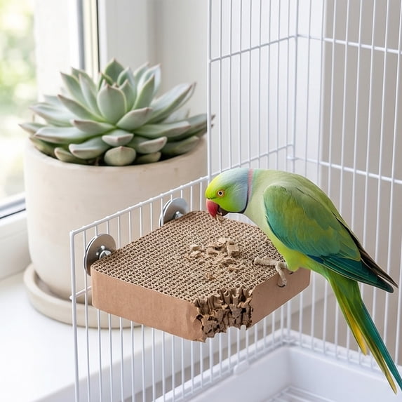1PCS Bird Cardboard Platform Hanging Parrot Cage Perch Bird Paw Grinding Stand Parakeet Chew Toys Parrot Cage Playground for Budgie Conure Cockatiel Finch (Medium)