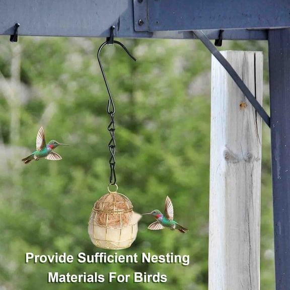 1PCS Bird Nesting Material, Gold Refillable Hummingbird Nesters Cage Holder Wool Material for Wild Birds Nesting Station, Nesting Balls for Bird Lover Gifts, Bird Watching Gifts for Outdoor
