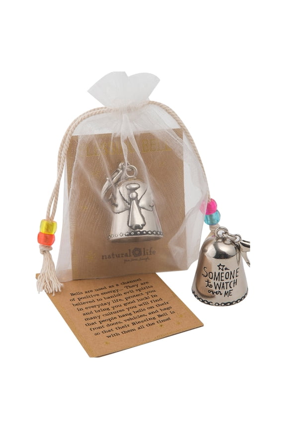 1PCS Blessing Bell Gift for Friends or Loved Ones,Inspirational Angel Charm with Message, Tiny Silver Bell Keychain,Thoughtful Present for Car,Backpack,DoorBag (Little Angel Bell for You)