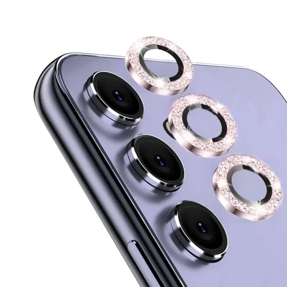 1PCS Bling Glitter Metal Lens Rings for Samsung Galaxy A55 A34 A14 A25 A54 A15 A13 A05 S A35 5G Camera Glass Protector (Pink,For Galaxy A14)